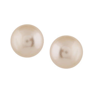 Estele Rhodium Plated Sparkling Cream Glass Pearl Stud Earrings for Women