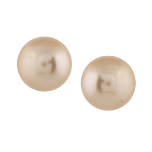 Estele Rhodium Plated Glamorous Glass Pearl Stud Earrings for Women