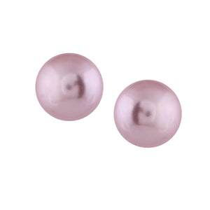 Estele Rhodium Plated Classic Glass Pearl Stud Earrings for Women