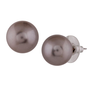 Estele Rhodium Plated Dazzling Glass Pearl Stud Earrings for Women