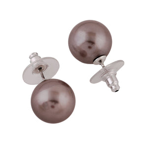 Estele Rhodium Plated Dazzling Glass Pearl Stud Earrings for Women