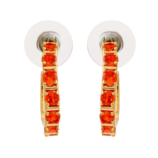 24Kt Gold Plated Orange CZ Hoop Earrings