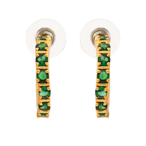 24 Kt Gold Plated Emerald CZ Hoop Earrings