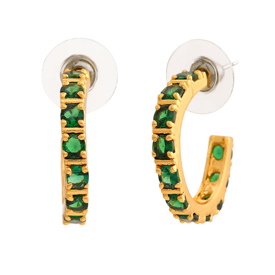 24 Kt Gold Plated Emerald CZ Hoop Earrings