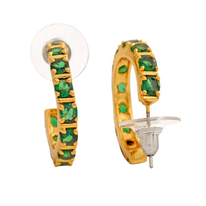 24 Kt Gold Plated Emerald CZ Hoop Earrings