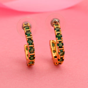 24 Kt Gold Plated Emerald CZ Hoop Earrings