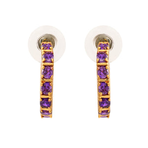 24Kt Gold Plated Blue CZ Hoop Earrings
