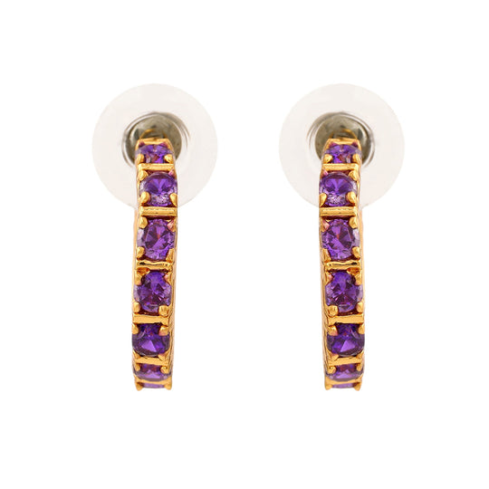 24Kt Gold Plated Blue CZ Hoop Earrings