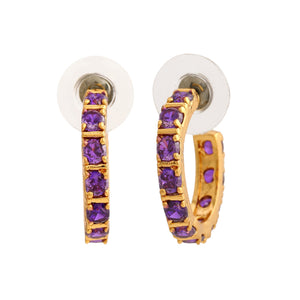 24Kt Gold Plated Blue CZ Hoop Earrings