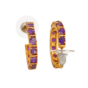 24Kt Gold Plated Blue CZ Hoop Earrings