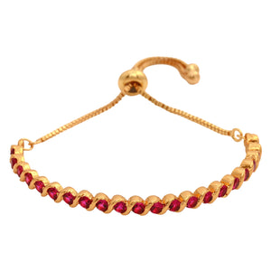 Estele Candy Gold Plated Bracelet with Ruby Crystals for women ( adjustable)