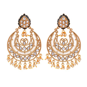 Traditional Polki Pearl Chandbali Earrings For Women Girls