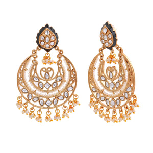 Traditional Polki Pearl Chandbali Earrings For Women Girls