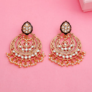 Traditional Polki Pearl Chandbali Earrings For Women Girls