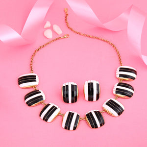 Estele - Piano enamel Gold Plated Necklace Set For Women