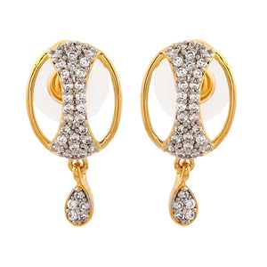 Estele Gold Plated Star and Moon American Diamond Earrings for Women