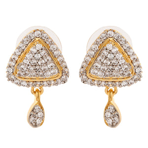 Estele Gold Plated American Diamond Ruby Mariposa lily Stud Earrings for women