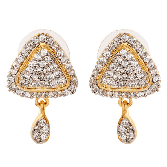 Estele Gold Plated American Diamond Ruby Mariposa lily Stud Earrings for women