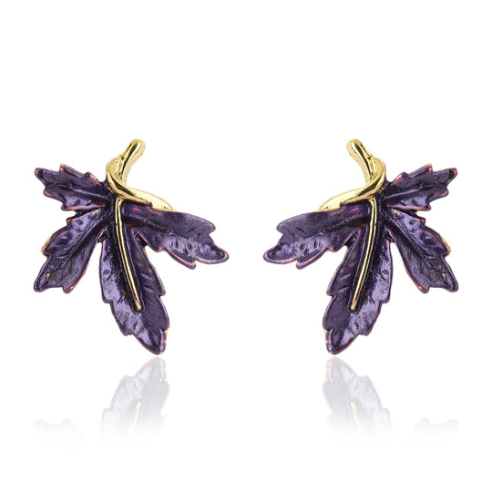 Purple Enamel Stud Earrings