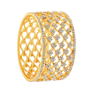 Estele Gold Plated Scintillating Bangle with Glowing Crystals for Women