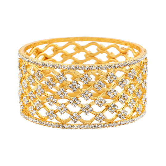 Estele Gold Plated Scintillating Bangle with Glowing Crystals for Women