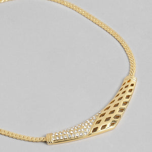 Estele Gold Plated Boomerang Designer Necklace Set with Austrian Crystals for Women