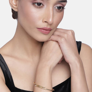 Estele Gold Plated Parallel time Cuff Bracelet    for women