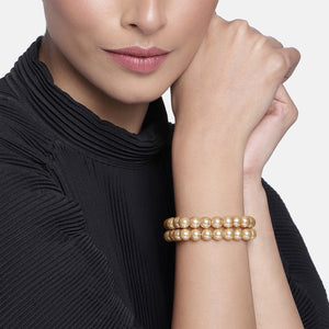 Estele - Gold Glass Pearl Double Line Bracelet