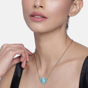 Turquoise Blue Enamel Evil Eye Pendant