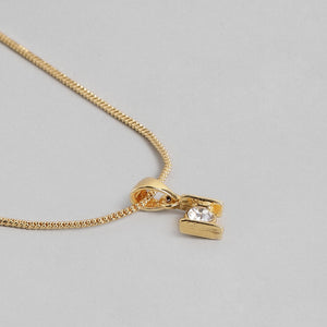 Estele - 24 KT Gold plated Solitaire Pendant Set for Women