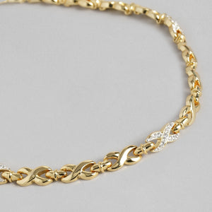 Estele 24 Kt Gold Plated Infinity Loops with Austrian Crystal Necklace Set for Women