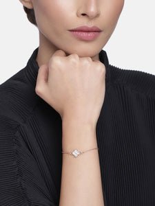 Estele Rose Gold Plated Primrose Flower Chain Bracelet for women