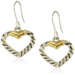 Estele 24 Kt Oxidised gold and silver plated Rope Heart  Drop Earrings