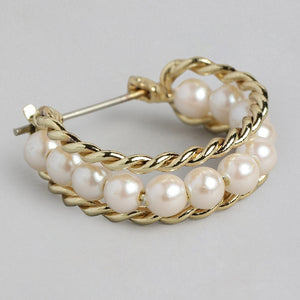 Estele Gold Plated Sparkling Earrings with Pearls for Women