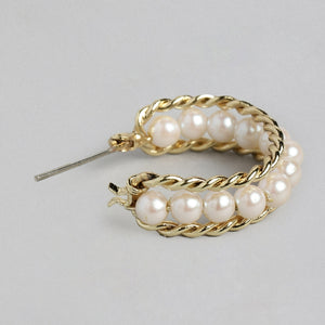 Estele Gold Plated Sparkling Earrings with Pearls for Women