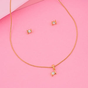 Estele - 24 KT Gold plated Solitaire Pendant Set for Women