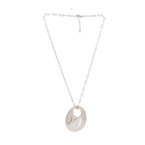 ESTELE RHODIUM plated   chain with holographic silver circle pendant