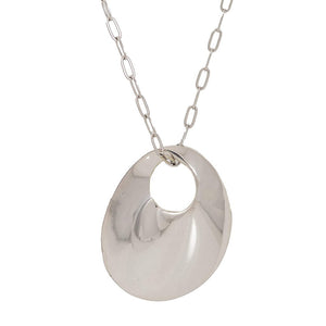 ESTELE RHODIUM plated   chain with holographic silver circle pendant