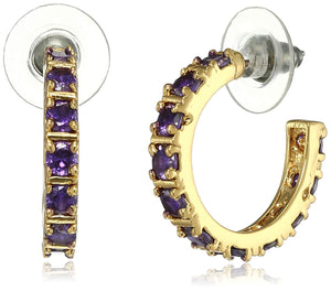 Estele Gold Plated Purple Crystal Pendant Ring Bracelet and Earrings Combo for Girls