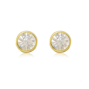 Estele Valentines Day Gift For Her Gold Tone Plated Round Pearl Small Stud Earrings for women