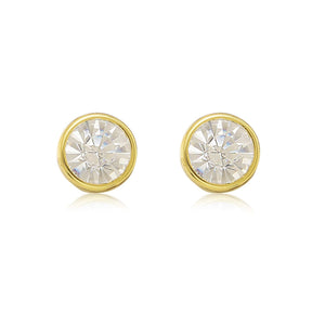 Estele Valentines Day Gift For Her Gold Tone Plated Round Pearl Small Stud Earrings for women
