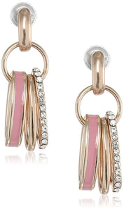 Valentine Gift For Girlfriend/Her - Estele Rose Gold Plated Crystal Studded Hoop Earrings For Girls/Womens