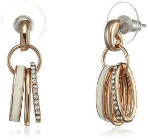 Valentine Gift For Girlfriend/Her - Estele Rose Gold Plated Crystal Studded Hoop Earrings For Girls/Womens