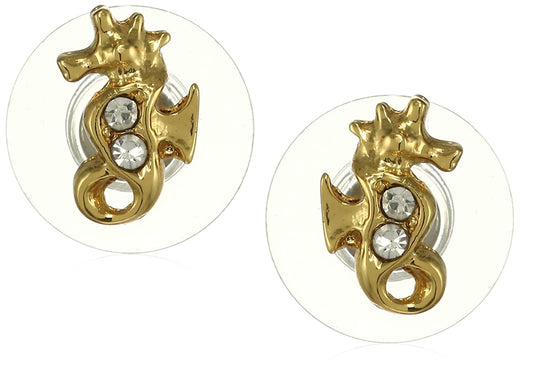 Estele 24 Kt Gold Plated Seahorse Stud Earrings