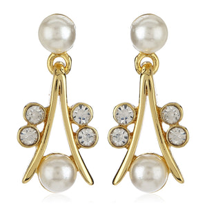 Gold Tone Plated White Crystl Stone Necklace With Earrings