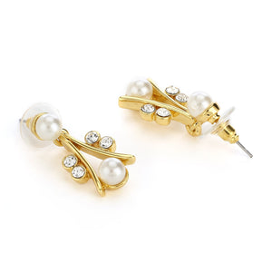 Gold Tone Plated White Crystl Stone Necklace With Earrings