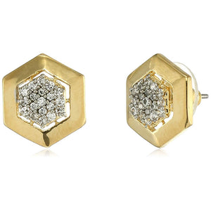 Estele   Gold and Silver Plated American Diamond geometric Stud Earrings  for women