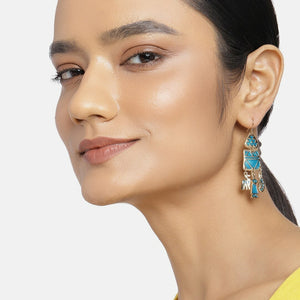 Estele Gold Plated Bohemian Earrings with Enamel For Women