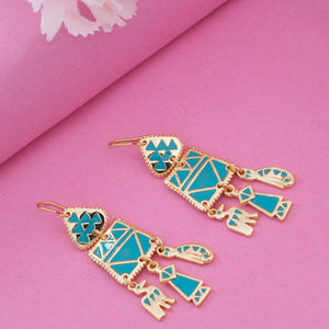 Estele Gold Plated Bohemian Earrings with Enamel For Women