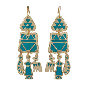 Estele Gold Plated Bohemian Earrings with Enamel For Women